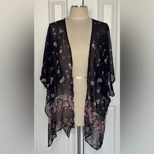 Love Tree Blue Sheer Kimono Small Medium Paisley Floral Lightweight Cover Up